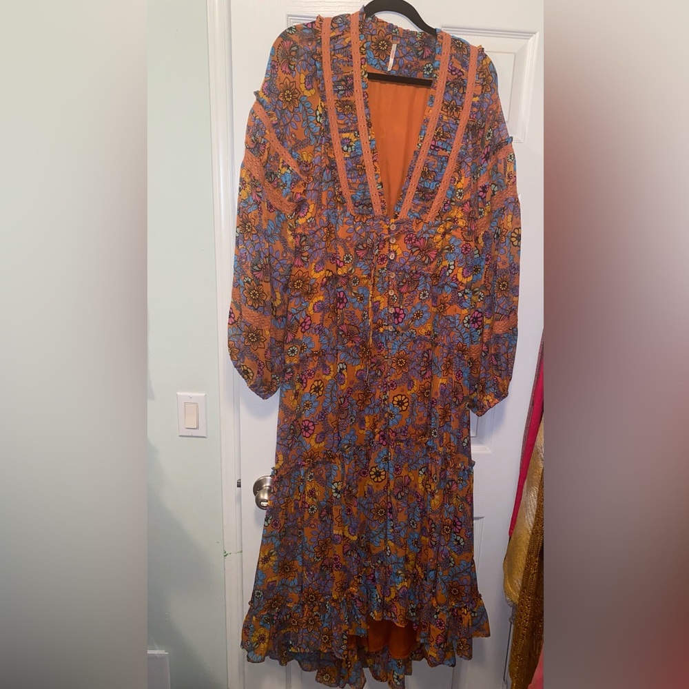 Free People long sleeve floral dress size XL